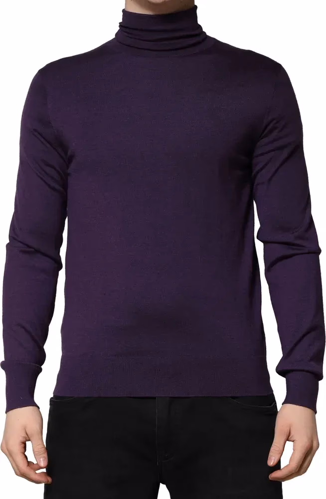 Dolce & Gabbana Purple Cashmere Turtleneck Pullover Sweater