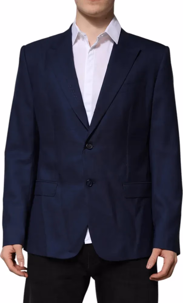 Dolce & Gabbana Blue Wool Single Breasted Suit Coat Blazer