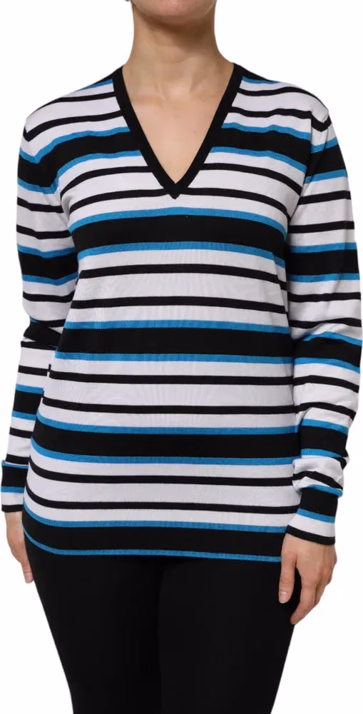 Dolce & Gabbana Multicolor Stripes Long Sleeves V-neck Top