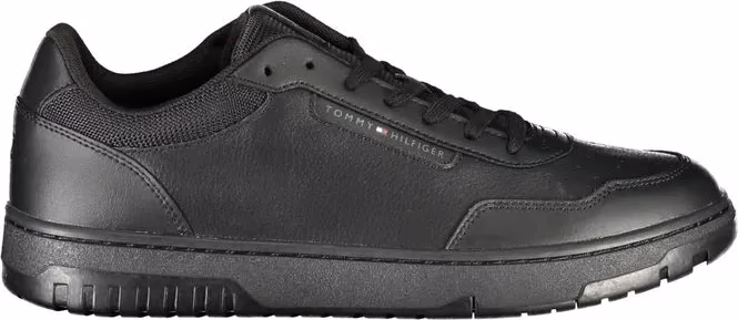 Tommy Hilfiger Black Leather Men Sneaker