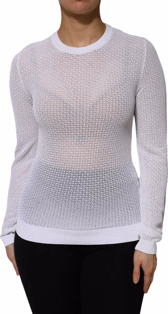 Dolce & Gabbana White Round Neck Long Sleeves Pullover Top