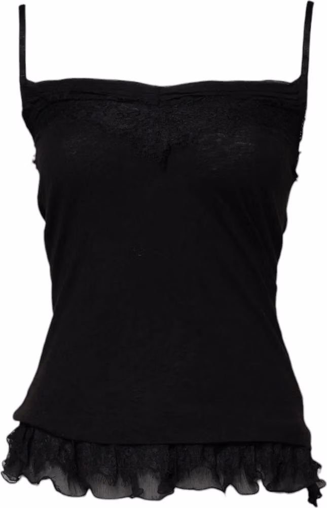 Scervino Street Black Wool Sleeveless Square Neck Tank Top