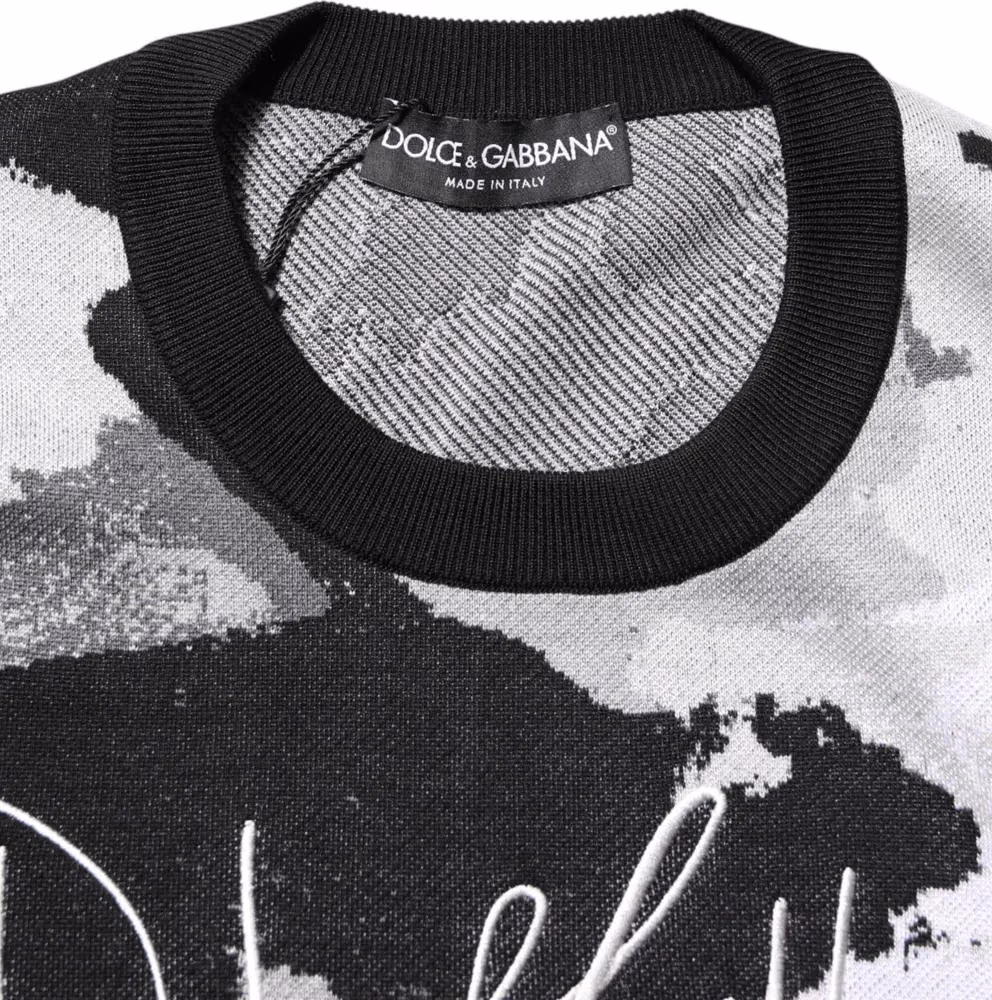 Dolce & Gabbana Multicolor Silk Camouflage Pullover Sweater