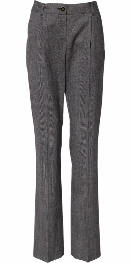 Dolce & Gabbana Gray Checkered High Waist Flared Pants