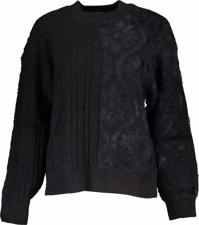 Desigual Black Cotton Women Sweater with Turtleneck