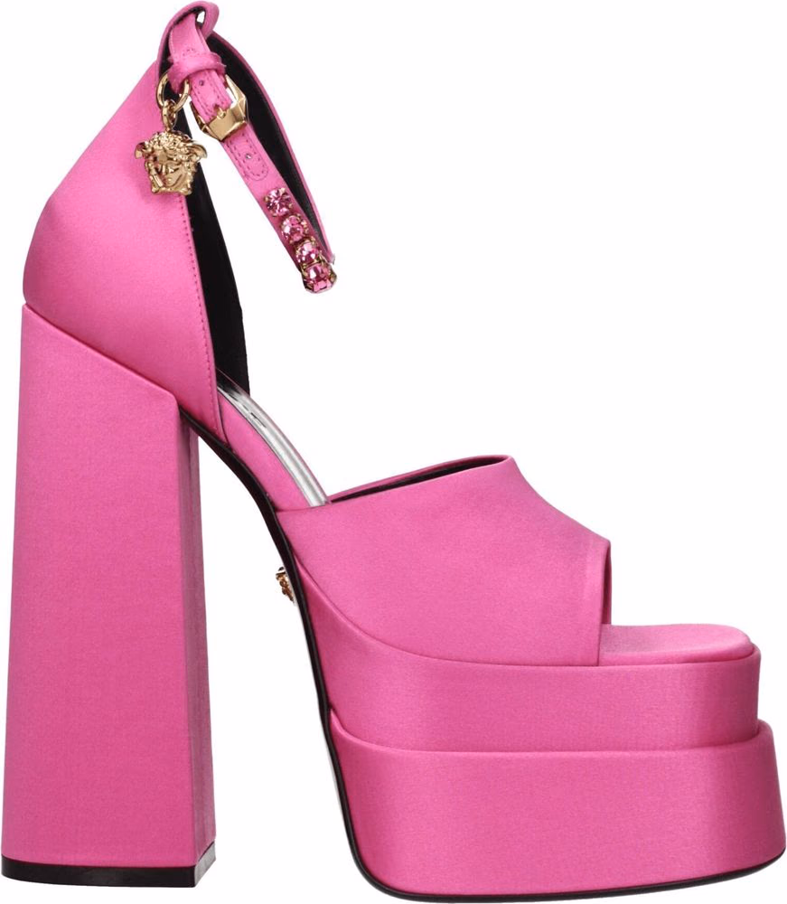 Versace Pink Satin Platform Sandals