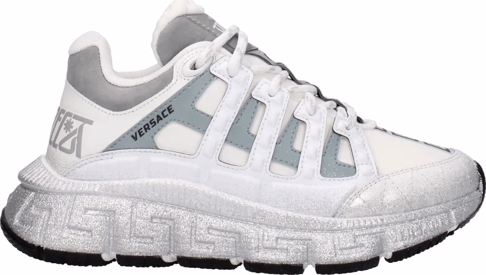 Versace White Fabric Athletic Sneakers