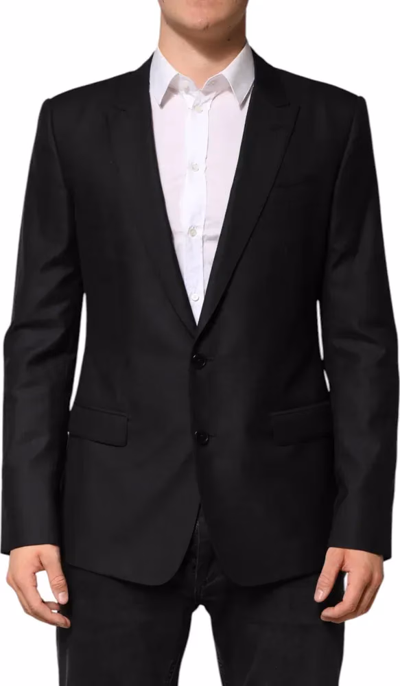 Dolce & Gabbana Black Wool Single Breasted Jacket Blazer