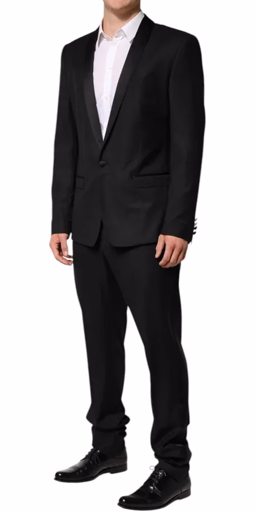 Dolce & Gabbana Black Wool Men Single Breasted 2 Piece Suit