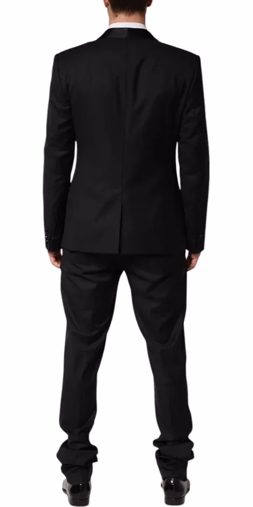 Dolce & Gabbana Black Wool Men Single Breasted 2 Piece Suit