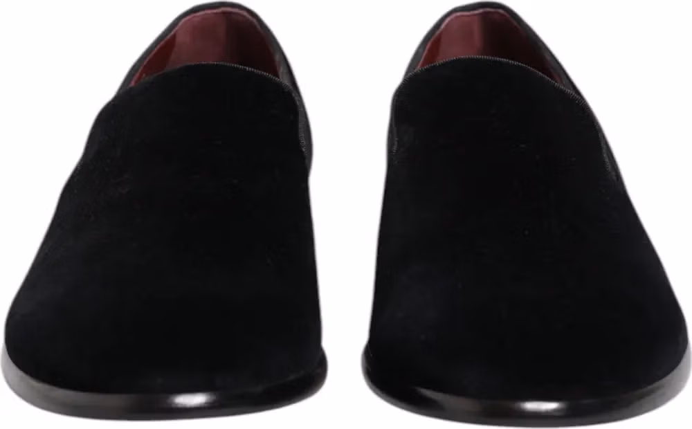 Dolce & Gabbana Black Velvet Loafers Formal Men Dress Shoes