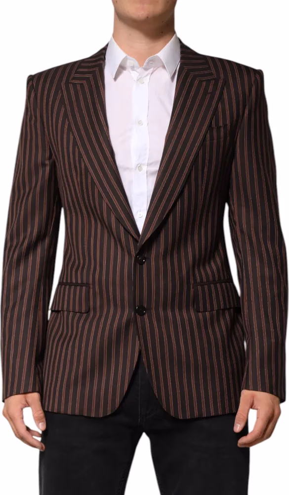 Dolce & Gabbana Black Brown Stripe Single Breasted Blazer