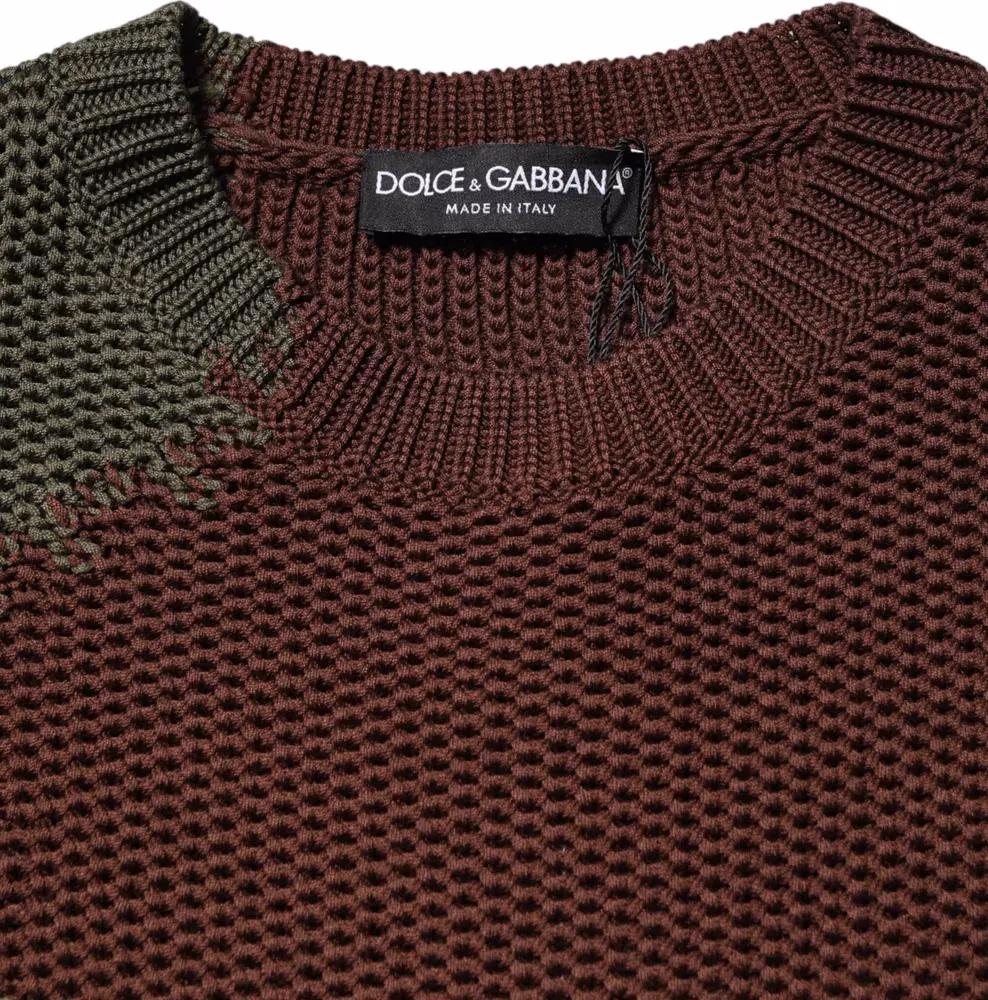 Dolce & Gabbana Multicolor Cotton Abstract Men Pullover Sweater