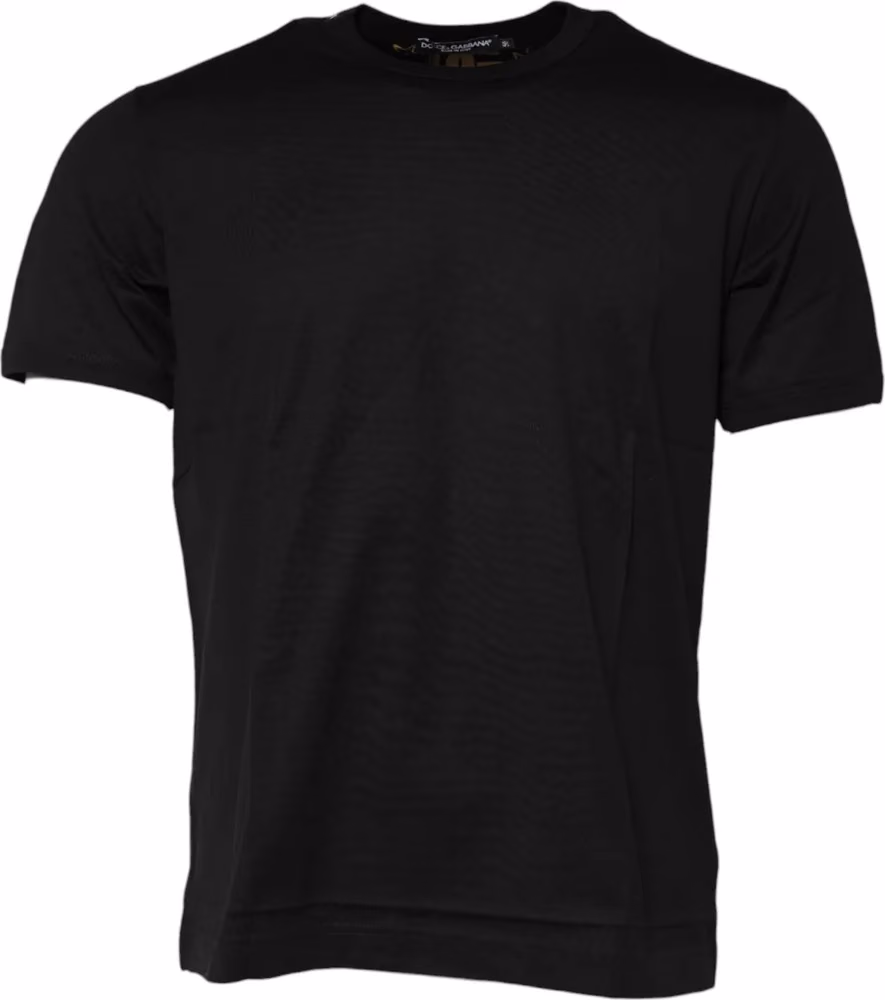 Dolce & Gabbana Black Cotton Logo Print Crew Neck T-shirt