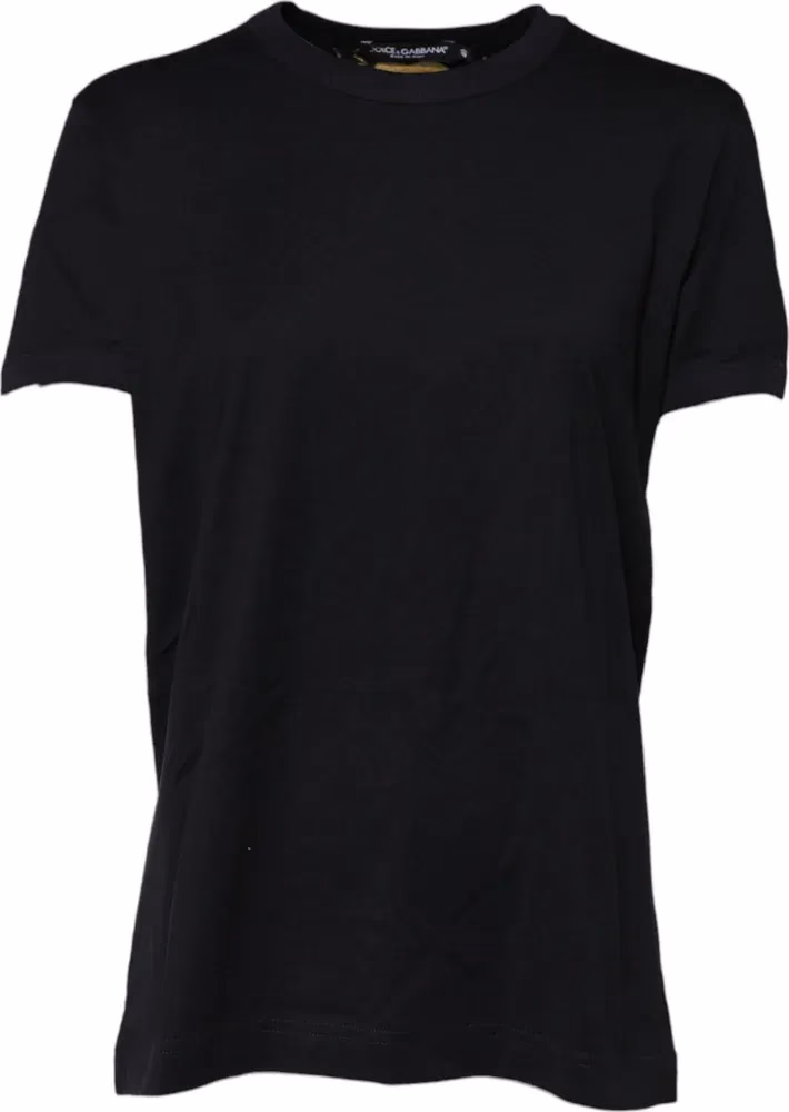 Dolce & Gabbana Black Cotton DG Print Short Sleeve Top T-shirt