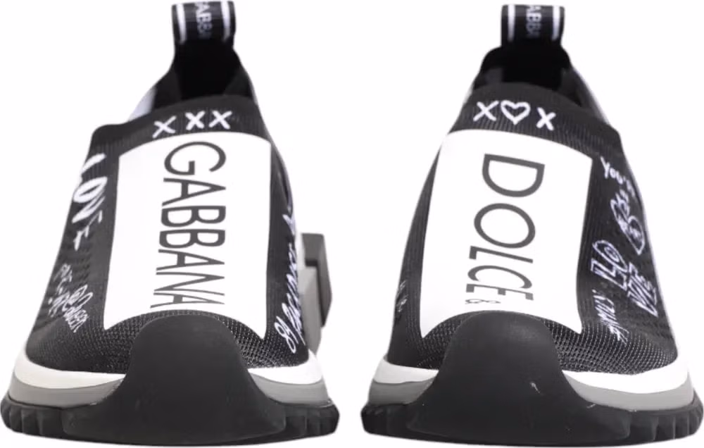 Dolce & Gabbana Black White Sorrento Low Top Sneakers Shoes