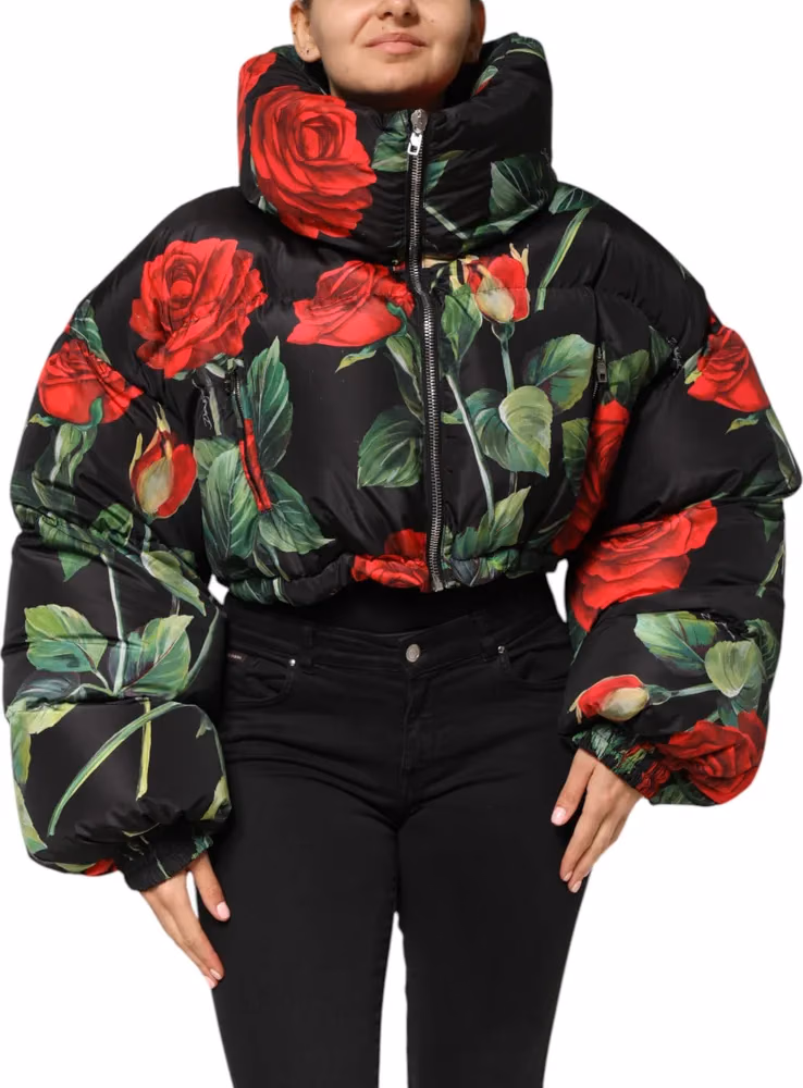 Dolce & Gabbana Multicolor Floral Puffer Coat Full Zip Jacket