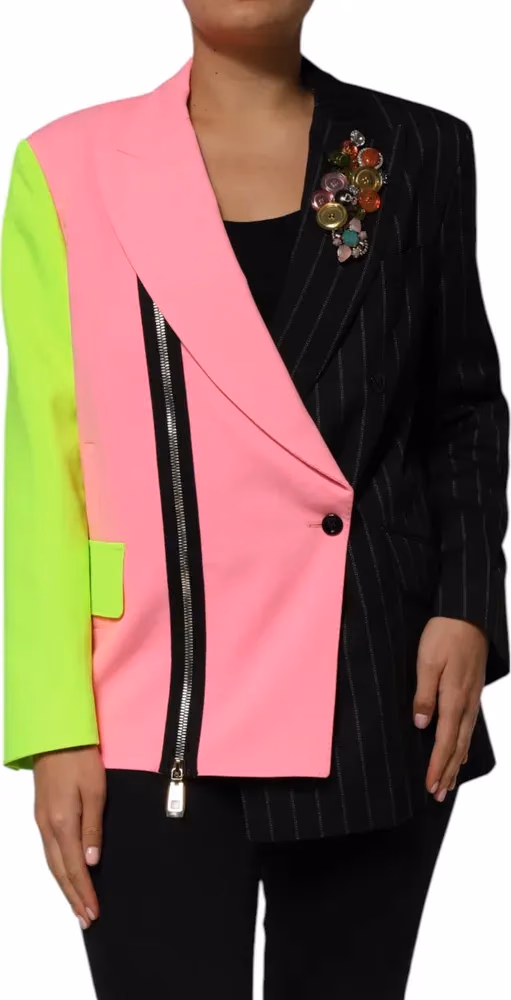 Dolce & Gabbana Multicolor Patchwork Embellished Coat Jacket