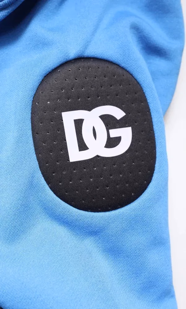 Dolce & Gabbana Blue Cotton Hooded Men Sportswear One Size Vest