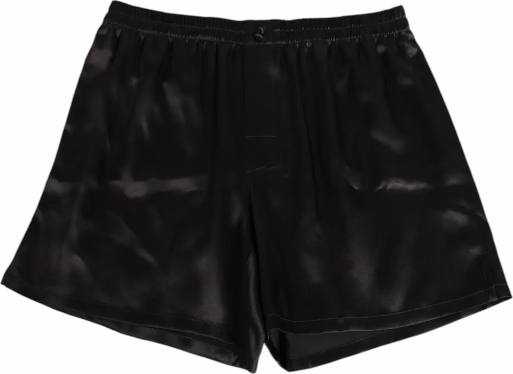 Dolce & Gabbana Black Silk Satin Elastic Men Boxer Short Swimwear