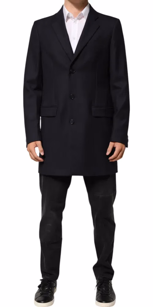 Dolce & Gabbana Dark Blue Wool Men Jacket Coat Blazer Suit