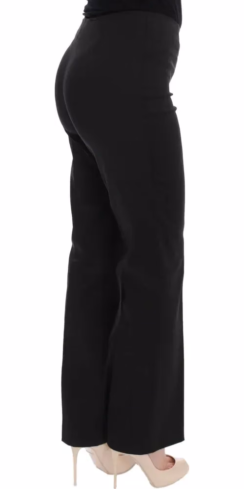 BENCIVENGA Black Stretch Straight Fit Dress Trousers Pants