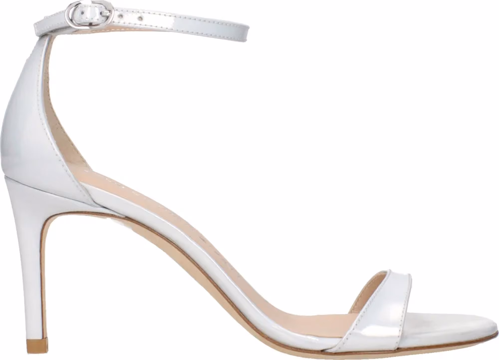 Stuart Weitzman White Leather Stiletto Heel Sandals