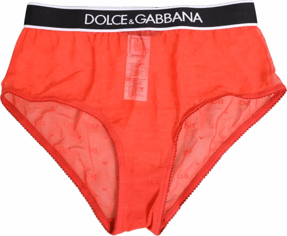 Dolce & Gabbana Red Nylon Logo Waistband Brief Panty Underwear