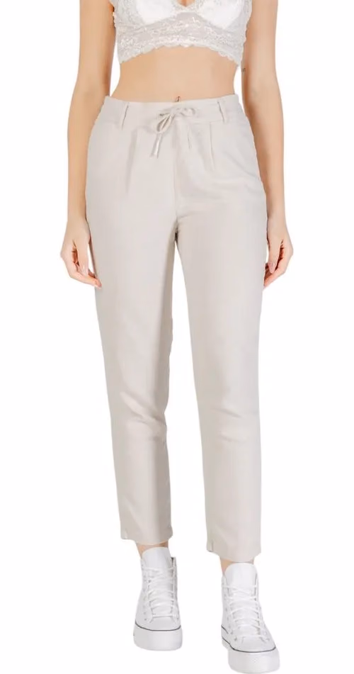 Only Beige Linen Casual Pants