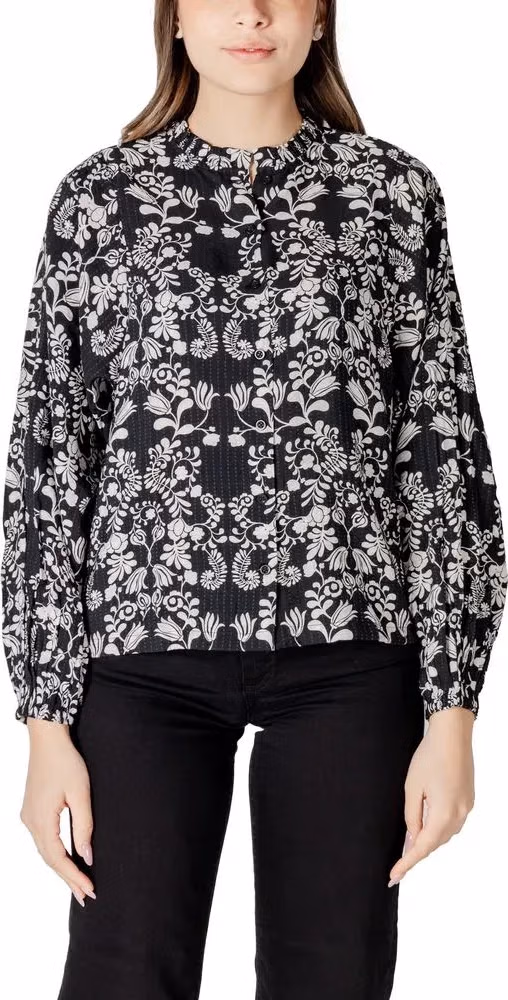 ICHI Black Viscose Blouse