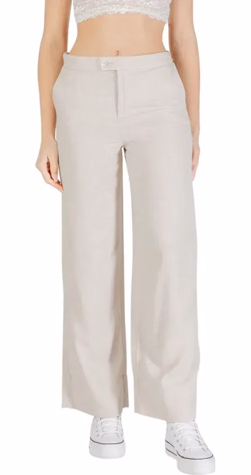 Only Beige Viscose Casual Pants
