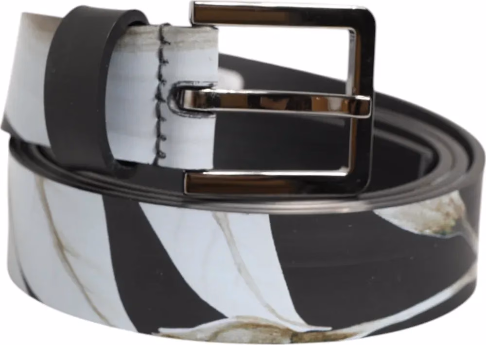 Dolce & Gabbana Multicolor PVC Floral Silver Buckle Men Belt