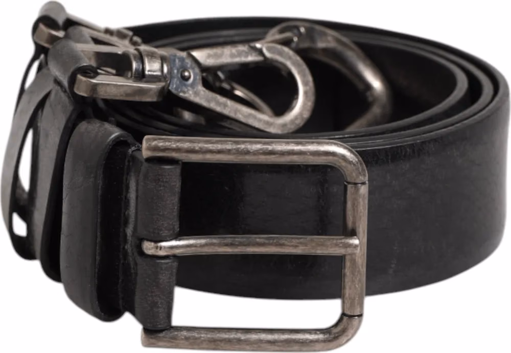 Dolce & Gabbana Black Key Ring Clip Attachments Buckle Belt