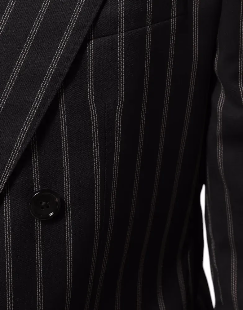 Dolce & Gabbana Dark Gray Stripes SICILIA 1 Button Suit Blazer