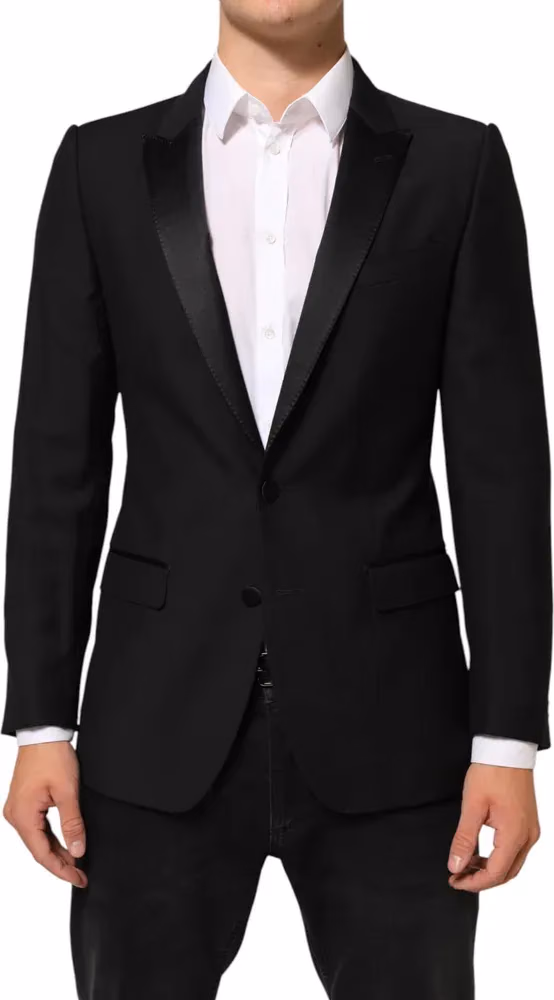 Dolce & Gabbana Black Wool MARTINI 2 Button Men Suit Blazer