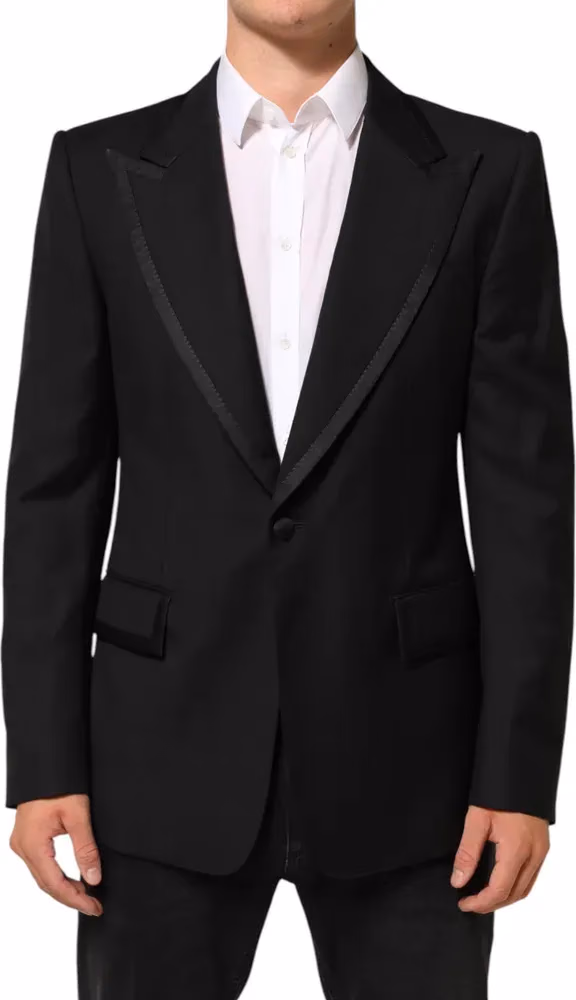 Dolce & Gabbana Black Wool 1 Button Suit Jacket Men Blazer