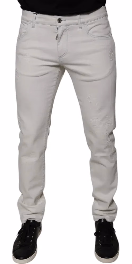 Dolce & Gabbana White Cotton Stretch Skinny Men Denim Jeans