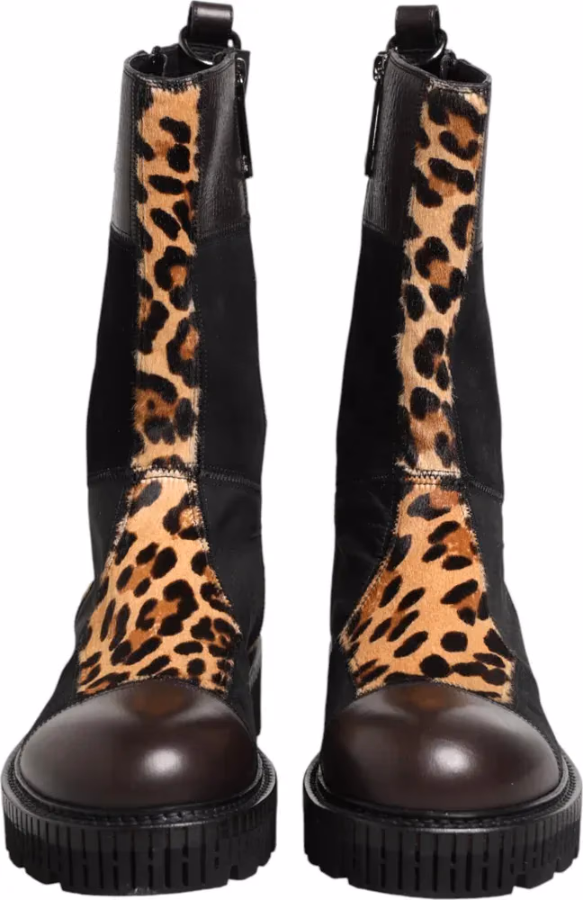 Dolce & Gabbana Multicolor Leopard Mid Calf Boots Shoes