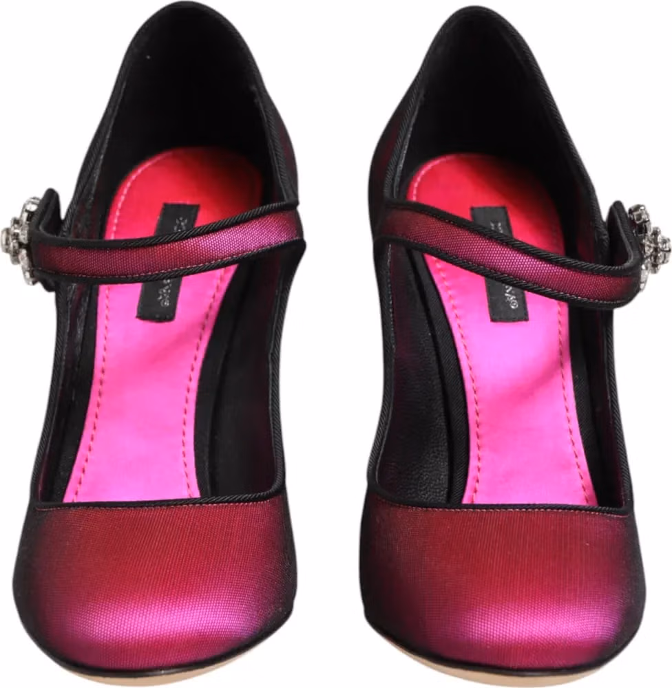 Dolce & Gabbana Pink Strass Mary Janes Heels Pumps Shoes