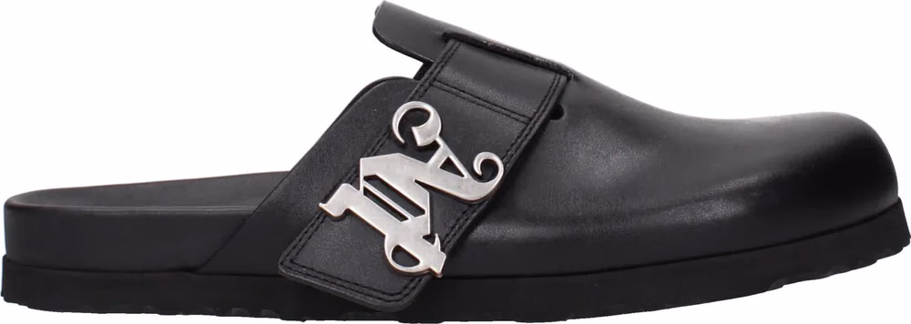 Palm Angels Black Leather Slippers