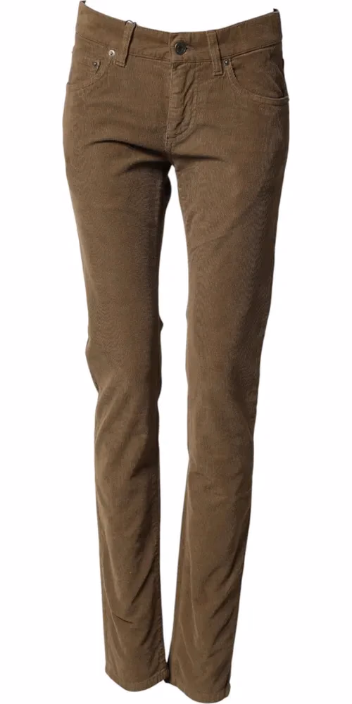 Dolce & Gabbana Brown Cotton Stretch Skinny Men Denim Jeans