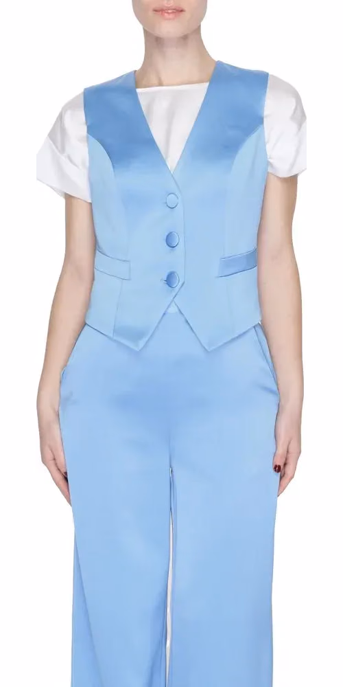 Silence Blue Polyester Waistcoat