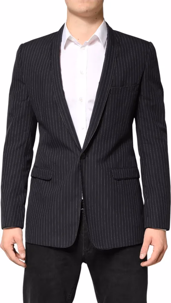 Dolce & Gabbana Black Stripes 1 Button Suit Jacket Blazer