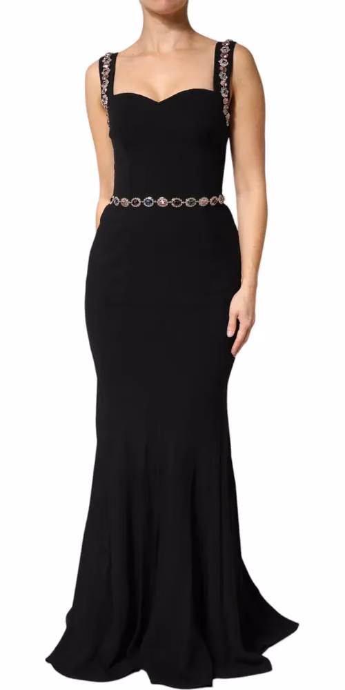 Dolce & Gabbana Black Embellished Sheath MermaidGown Dress