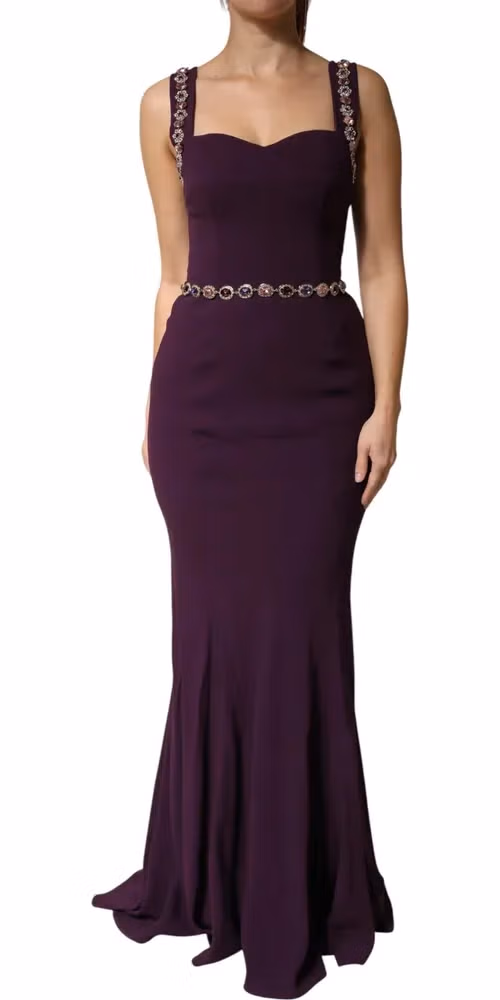 Dolce & Gabbana Violet Embellished Sheath Mermaid Gown Dress