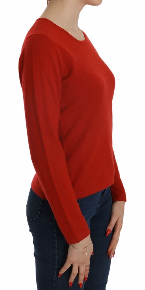 MILA SCHÖN Cashmere Red Round Neck Pullover Top Sweater