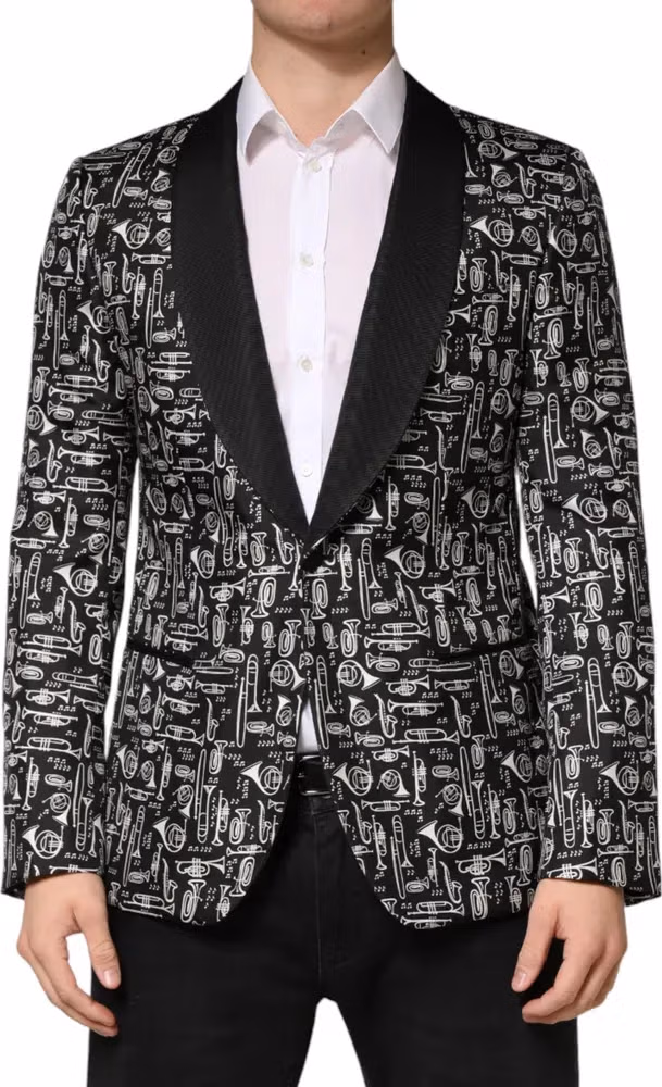 Dolce & Gabbana Black Jazz Club Silk Single Breasted Blazer
